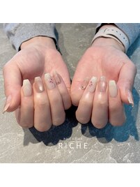 初夏の押し花×マグネットネイル