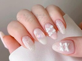リボンxキラキラネイル
