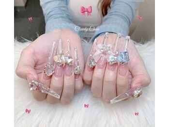 クラウディチャンネイル 新宿(Cloudy Chan Nail)の写真/[XXXLチップ長さだし10本]アートやり&パーツ付け放題が 13980！フィルインオフで自爪にも優しい♪