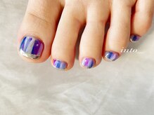 ネイルサロン イントゥ(into_)/フット　ミラーフレンチ　ブルー