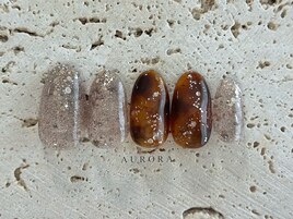 べっ甲ネイル秋定額フラッシュ