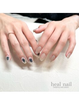 ヒールネイル(heal nail)/アシメ monotone×clear.