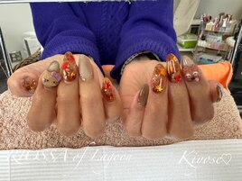 紅葉×キラキラネイル