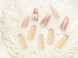 ガラスフレンチ、リボンネイル♪