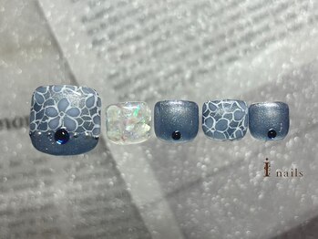 アイネイルズ 横浜EAST店(I-nails)/手描きフラワーフットネイル