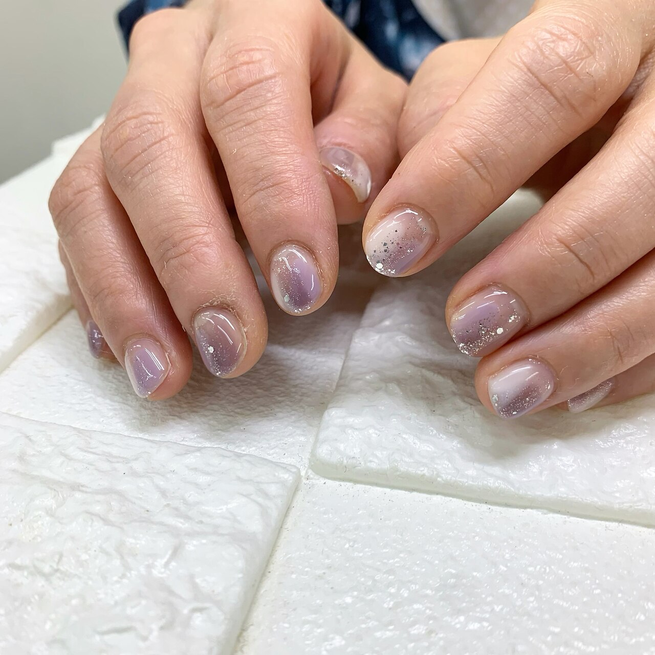 くすみパープル塗りかけネイルチップ