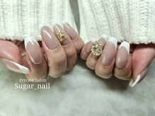 シュガーネイル(sugar nail)/白フレンチ×クリスマスネイル