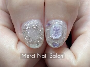メルシー(Merci)/手描きミラーデザインネイル