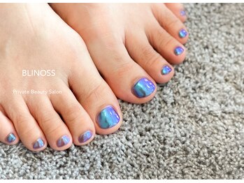 ブリノス(BLINOSS)/ブルー系オーロラ☆フットネイル