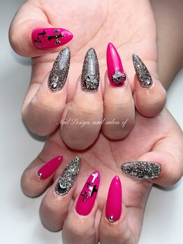 エフネイル 元町中華街店(ef nail)/ブラック×ピンク★