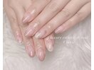 ラメグラ×フラワーネイル