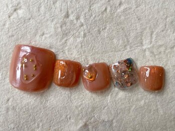 アイネイルズ 梅田店(I nails)/オレンジパールしずく¥9200