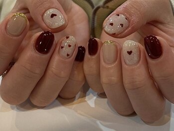 アイネイルズ 梅田店(I nails)/Shikumo限定手書きハートネイル
