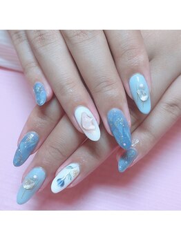 アールローズ(R-rose)/くすみブルーネイル