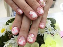 プルミエ ネイル(Premier Nail)/ピンクタイダイ柄＆くまちゃん