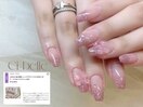 リボンパーツネイル/桜色ネイル