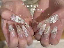 リンドネイル バイ モカ アンド ララ(Lind nail by moca and LaLa)/【mian】白/チェックネイル