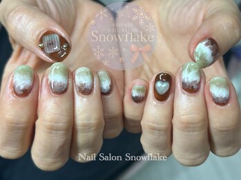 スノーフレーク(Snowflake)/季節定額デザイン☆抹茶ラテ