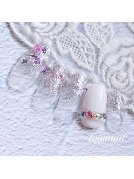 たゆ ネイル(たゆnail)/ぷっくりリングフラワーネイル