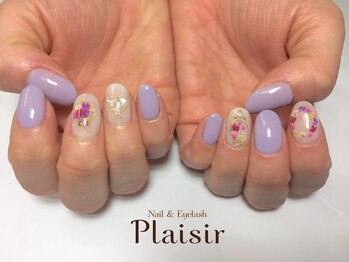 プレジール(Plaisir)/パープル系お花ネイル♪