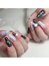 ブルー(Blue)/フラッシュネイル/薔薇ネイル