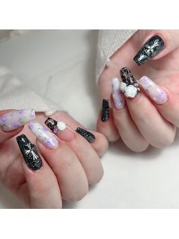 フラッシュネイル/薔薇ネイル