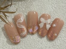 ひまりネイル(ひまりnail)/韓国ワンホン◇リボンネイル