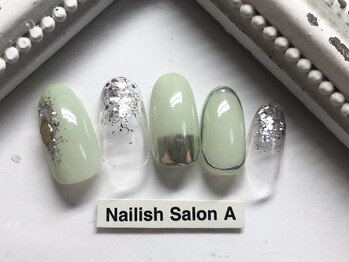 ネイリッシュサロン エー(Nailish Salon A)/ミントグリーンニュアンスネイル