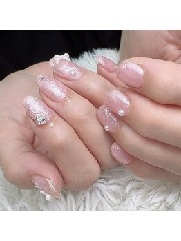 うるちゅるピンクガーリーネイル