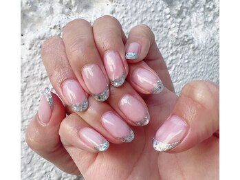 ネイルサロン リスタ(Rista)/ガラスフレンチ　シルバー　