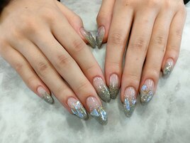 うるうるシルバーラメグラデ