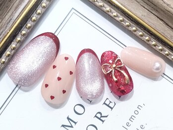 ミュゲットネイル(Muguet nail)/ハートりぼん