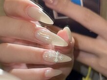 ジェミーネイル エビス(Jemiy nail ebisu)/白ワンカラー冬ラメクロム