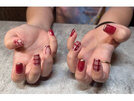 赤チェックリボンゴールド