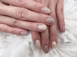 (中原)ホワイト大理石ネイル