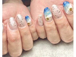 海ネイル　水面　砂浜