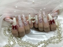 アンジュ(Ange)/【Miyu】赤ツイードリボンネイル