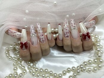 アンジュ(Ange)/【Miyu】赤ツイードリボンネイル