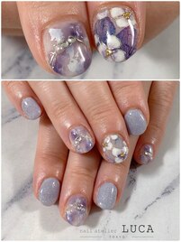 W-247 大人可愛い紫陽花ネイル
