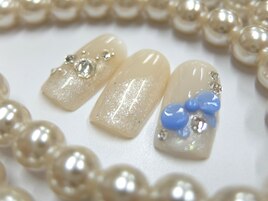 青3Dリボンパールグラデ成人式