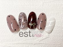 エストラッシュアンドネイル 銀座店(est lash&nail)/ドットツイードリボンネイル