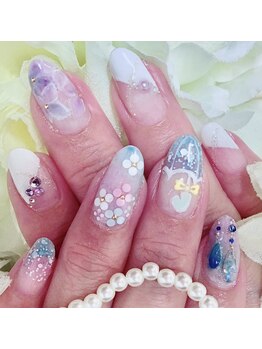 ハーブエステ ルレーブ/ジェルネイル フレンチ 紫陽花