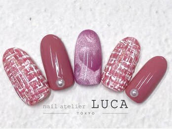 ネイルアトリエルカ(nail atelier LUCA)/W-421 ツイード×ハートネイル