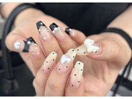 フレンチ×水玉ネイル