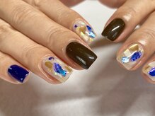 サロンドフォーエイチ(salon de 4H)/秋カラー×シェルネイル