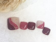 ナル バイ ネイルブレイク(Nalu by Nail Break)/ボルドー×3色ライン