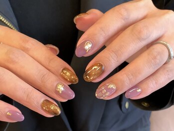 リッシュ(RICHE)/べっこう×むらさきネイル