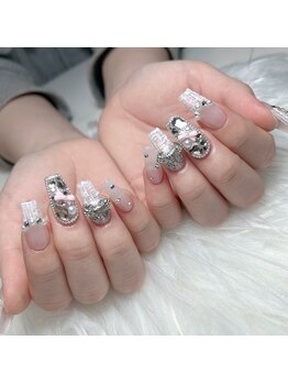 ツイードネイル/ピンクネイル