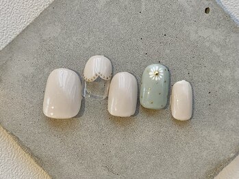 カラ ネイル 中津店(calla nail)/ドット×フラワー