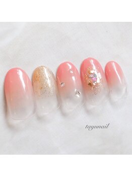 たゆ ネイル(たゆnail)/キラキラオレンジグラデーション